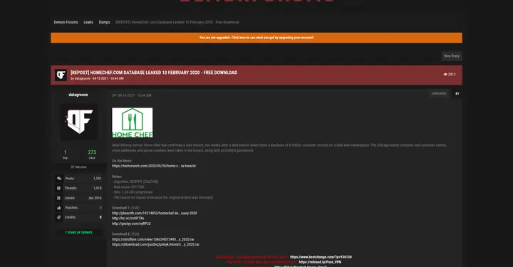 Home Chef确认客户数据泄露，涉及8717763条记录