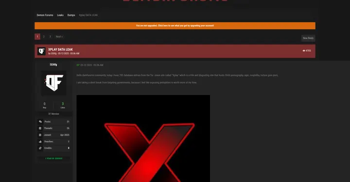 Xplay网站数据库泄露783条记录，包含邮箱、IP地址及个人信息